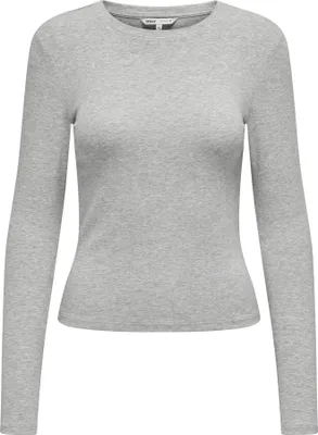 Produktbild von ONLY Damen Langarmshirt - ONLRILEY O-NECK TOP, Longsleeve, Rundhals, Baumwolle Stretch Grau L