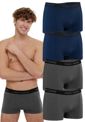Produktbild von Fabio Farini - 4 Stück Herren Unterhosen - Männer Retroshorts aus weicher Microfaser im sportlichen Look mit Logoschriftzug