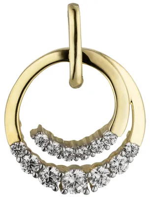 Produktbild von Anhänger rund mit 13 Zirkonia weiß 333 Gold Gelbgold Ø14,1mm Halsschmuck Damen
