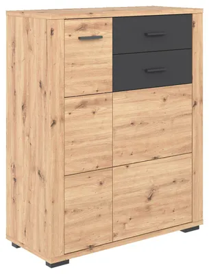 Produktbild von Schuhschrank MAXIM im Landhausdesign mit 2 Drehtüren und Schubladen, 85x105x38 cm