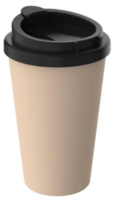 Produktbild von Aprikose To-Go-Becher 0,35 Liter doppelwandig, mit Trinköffnung und befestigbarem Deckel