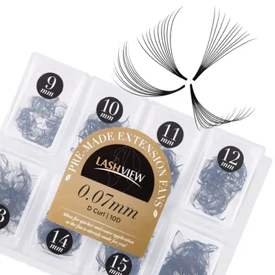 Image de Faux cils en volume préfabriqués, 10D, courbure D, longueur 9-16 mm, boîte de 1000 pièces