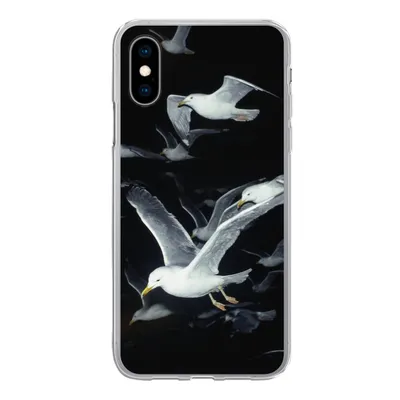 Produktbild von MuchoWow® Handyhülle Schutzhülle Hülle für iPhone X Vogel - Schwarz - Schwarm Silikon Softcase Handy Hülle - Handyhülle