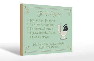 Produktbild von Holzschild Spruch 30x20cm Toilet Rules if you lift it up