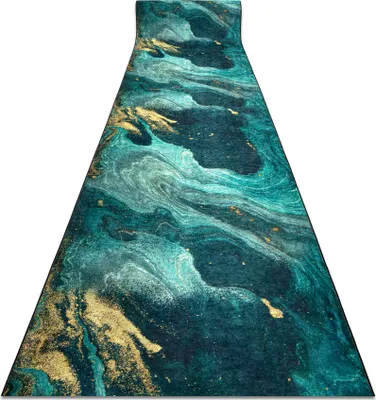 Immagine prodotto di PASSATOIA gommata LOTUS SHADOWS 37750 Astrazione verde / oro lavabile 80cm verde 80x360 cm