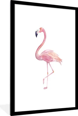 Produktbild von MuchoWow® MuchoWow® Gerahmtes Poster Aquarell - Flamingo - Rosa 60x90 cm - Poster mit zchwarzem Bilderrahmen - Dekoration - Wandposter Wohnzimmer - Hochwertig
