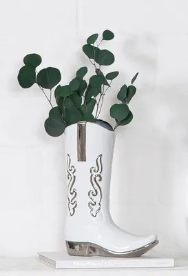 Obrázok produktu pre Gilde Vase, topánky, kovbojské topánky, keramika, biela, balenie 2 ks, výška: 29,50 cm, šírka: 22,00 cm, hĺbka: 8,00 cm, kód: 58465