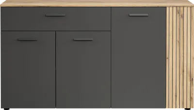 Produktbild von trendteam Wohnen Esteban Sideboard, Anthrazit Melamin  Evoke Oak Melamin, B/H/T: 150/83/42 cm