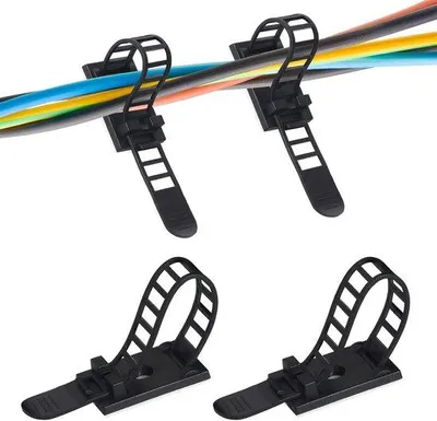 Produktbild von Famanu Kabelbinder und Kabelclips mit selbstklebenden Haltern - 50 Stück