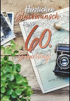 Produktbild von 60. Geburtstag - Karte mit Umschlag - Landkarte - mit rosegoldener