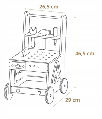 Produktbild von Lauflernwagen Holz Active Hobby Werkbank 5 in 1 blau für Kinder ab 1 Jahr