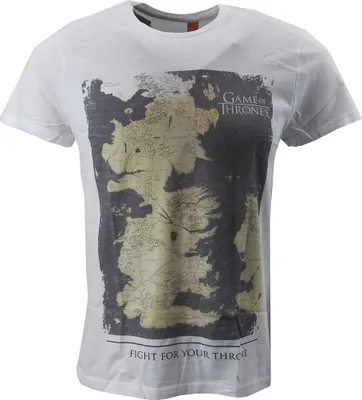 Produktbild von gozoo Game of Thrones Herren T-SHIRT Westeros Map Freizeit TShirt Shirt Men weiß, Größe:S