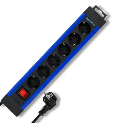 Produktbild von REV SupraLine Steckdosenleiste 6-Fach - mit Schalter, 2,4m Kabel, blau