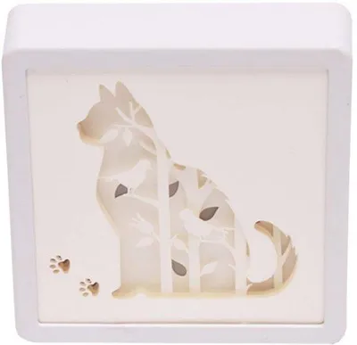 Produktbild von Unyqoos® 3D-Papercut-Lichtbox mit Katzenmotiv – dekorative Leuchte mit warmweißem Licht, Batteriebetrieb (3×AA), Acrylglas & robuster Rahmen für Fensterbank