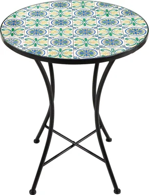 Produktbild von AXI Amélie Bistrotisch,  Blau/Gelb | Bistrot-Gartenmöbel, Mosaik-Bistrotisch für Garten/Balkon/Terrasse