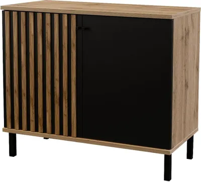 Produktbild von Furniture24 Kommode 100 cm London 2D Wohnzimmerschrank 2 Türiger Wotan Eiche Schwarz