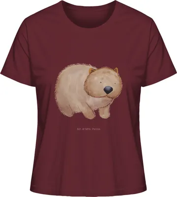 Produktbild von Mr. & Mrs. Panda Oberteil Damen Wombat Größe S - Burgundy - Geschenk, T-Shirt, Motivation, Shirt, Spruch, Australien, Das Leben Ist schön, Gute Laune, Mit Print, Baumwoll