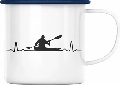 Produktbild von Trendation - Kajak Geschenk Emaille Tasse Mit Spruch Kajakfahrer Geschenkidee Emaille Emaille Tasse Kanu Padelboot (Blau)
