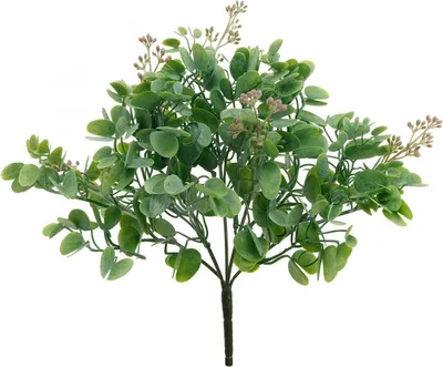 Produktbild von Künstlicher Eukalyptusstrauß mit Blüten für Tischdeko und Hochzeitsdekoration
