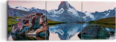 Produktbild von Bild auf Leinwand - Leinwandbild - Berge Felsen Wasser - 120x40cm - Wand Bild - Wanddeko - Leinwanddruck - Bilder - Kunstdruck - Wanddekoration - Leinwand bilder - Wandkunst - CA120x40-3892