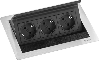Produktbild von Evoline Flip Top Push S Einbausteckdose 3-fach, 230V - 3500W, Edelstahl
