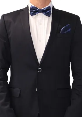 Produktbild von Fabio Farini - 2 Stück Herren Fliegen Set mit Einstecktuch - Männer Querbinder Vorgebunden Navyblau/Dunkelblau