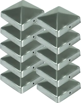 Image de BURI 10x Acier inoxydable Chapeau de poteau Pyramide 91x91mm Chapeau de clôture Chapeau décoratif Poteau Clôture en bois