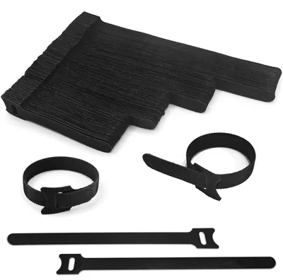 Immagine prodotto di Fascette in velcro riutilizzabili - Nero - 100 pezzi - 10, 12, 15 e 20 cm - Fascette per cavi