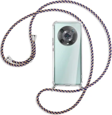 Produktbild von Handykette Backcover-Schutzhülle mit Band (Metall silberfarben) für Honor Magic4 Pro - blau+beige