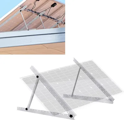 Image de YARDIN Support de panneau solaire ajustable 28" (71cm) 2 pièces, aluminium Fixation de panneau solaire pour caravanes, yachts, balcons, toits, murs et sols (support uniquement, sans panneau solaire)