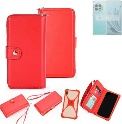 Produktbild von K-S-Trade 2in1 Schutzhülle Portemonnee Handyhülle mit Bumper kompatibel mit OnePlus Ace 2 Pro Hülle Case Etui Geldbörse Smartphone rot (1x)