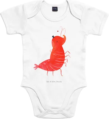 Produktbild von Mr. & Mrs. Panda Strampler Garnele Franzose 3. - 6. Monat - Heather Grey - Geschenk, interlock, Babybody, Baby, Französisch, Meer, babykleidung body, Krabbe, overall