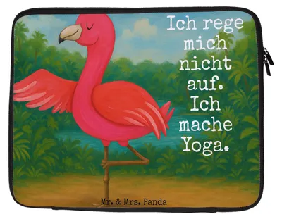 Produktbild von Mr. & Mrs. Panda Laptop Tasche Flamingo Yoga Design 33 x 42 cm - Weiß - Geschenk, Baum, Vogel, Laptophülle, Yogi, Hülle, Schutzhülle, Aufgeregt, Laptoptasche, Rosa
