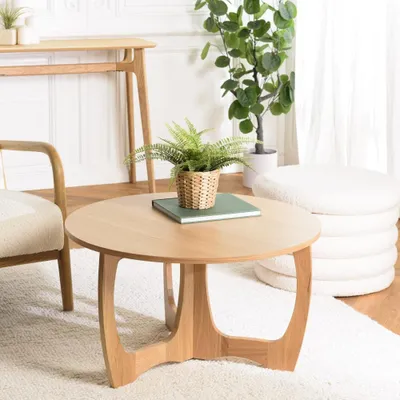 Image de SYA - Table basse ronde D80Reproduction et chêne naturel pied ajouré