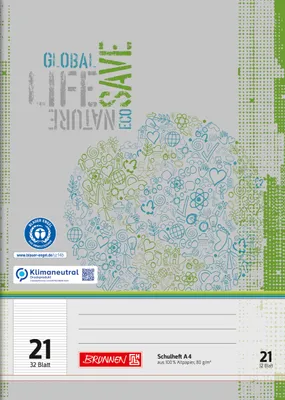 Produktbild von BRUNNEN Schulheft A4 liniert Lineatur 21 32 Blatt Recyclingpapier