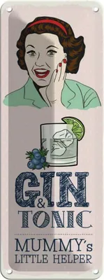 Produktbild von vianmo Blechschild 27x10 cm lustig Gin Tonic Mummy´s Helper