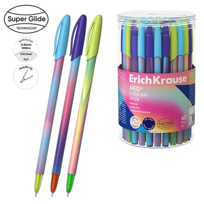 Produktbild von Kugelschreiber NEO Cool Ray Stick 0,26mm 60er Pack Blau sortiert