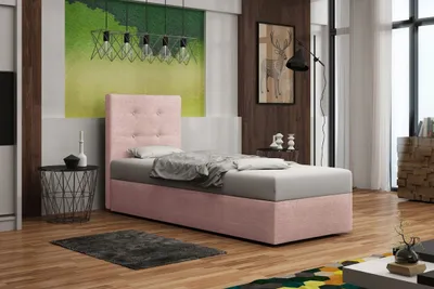 Zdjęcie produktu dla Łóżko tapicerowane ze schowkiem DELILAH 1 – 90 x 200, prawe, różowe