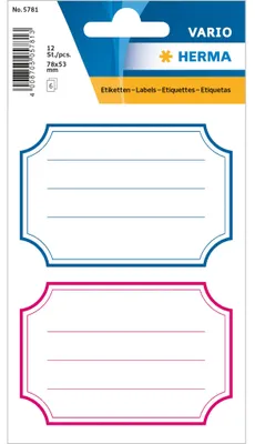 Produktbild von HERMA 5781, Blau, Pink, Weiß, Rechteck, Permanent, 78 x 53 mm, Papier, 2 Stück(e)