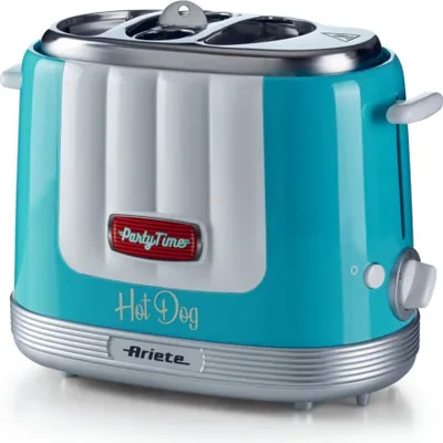 Produktbild von Ariete 206B Party Time Hod Dog Maker blau, 650 Watt für 2 Hot Dogs gleichzeitig