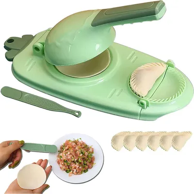 Image de (vert clair) Dumpling Maker Wrapper Mold, 2in1 presse empanada portable Dumpling Skin Maker Machine, multifonctionnel DIY manuel Dumpling Press Wrapper Molds Set
