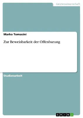 Produktbild von Zur Beweisbarkeit der Offenbarung