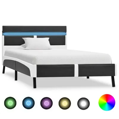 Image de Cadre de lit avec LED sans matelas gris similicuir 90x200 cm