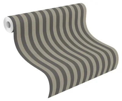 Obrázok produktu pre Netkaná tapeta 570335 Tapeta s pruhmi a vlnami 53 x 1005 cm Rasch Trianon XIII Čierna Zlatá