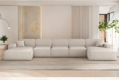 Produktbild von Wohnlandschaft Sofa U-Form CELES PREMIUM XL in Stoff Artico Creme