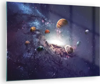 Produktbild von Bilder auf glas - Einteilig - Kosmos Planeten die Sterne - 70x50cm - Glasbilder - Wandbilder - Bilder - zum Aufhängen bereit - Wanddekoration aus Glas - Glas Bilder - Wandbild auf Glas - GAA70x50-4851