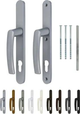 Produktbild von Standard Drückergarnitur Mars 92mm Schildbreite 28mm Griff-Griff, Farbe:Grau RAL 7016