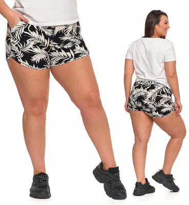 Produktbild von Damen Shorts Jogginghose Shorts Schwarz-Weiß Bequem MORAJ 3XL