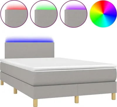 Produktbild von vidaXL Boxspringbett mit Matratze & LED Hellgrau 120x200 cm Stoff