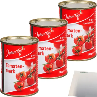 Produktbild von Jeden Tag Tomatenmark 2-Fach konzentriert 3er Pack (3x140g Dose) + usy Block